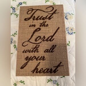 Trust in the Lord burlap wall hanging 8x12